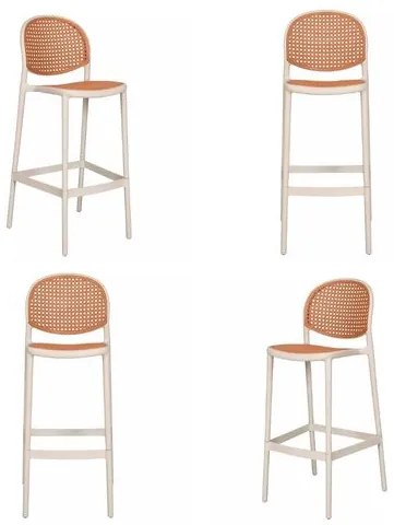 Kit 04 Banquetas Positano Alta Polipropileno Nude - 73056 Sun House