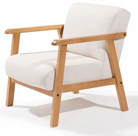 Poltrona Lindy Com Braço Assento Cru Base Madeira Mel - 78403 Sun House
