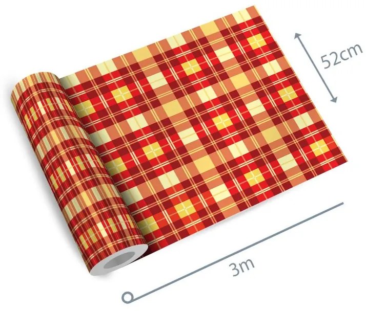 Papel de parede adesivo Xadrez Vermelho e Amarelo