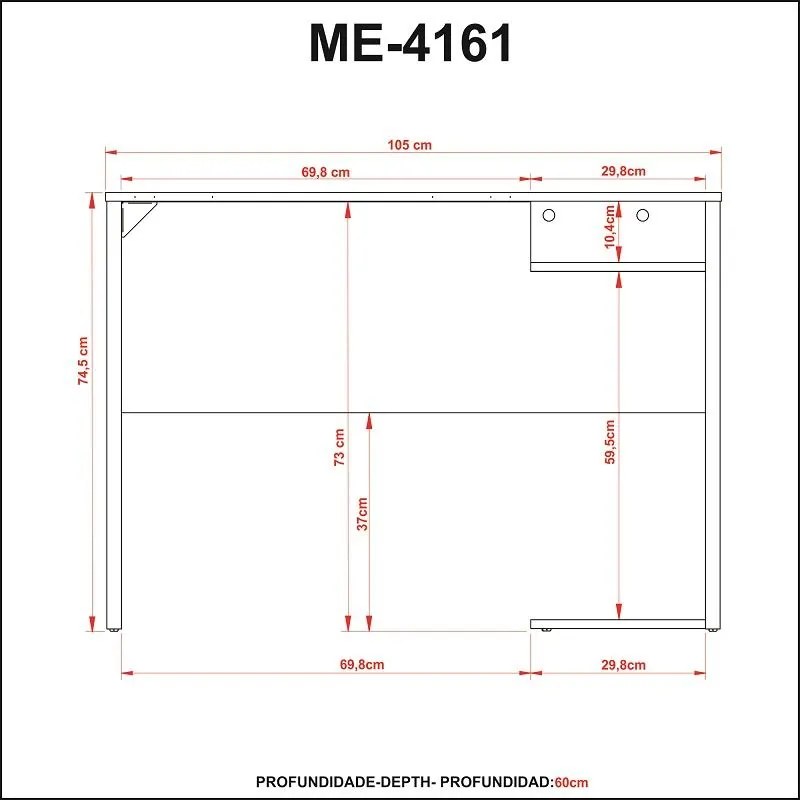 Mesa Gamer Escrivaninha Home Office Nicho Preto Vermelho