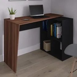 Mesa Escrivaninha 2 em 1 com Nichos Arbo A06 Ipê/Preto - Mpozenato
