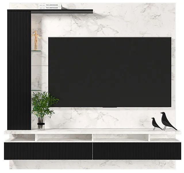 Painel de TV Home Suspenso 180cm Ametista Atenna/Preto - Vizzato - Branco