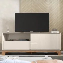 Rack Bancada Para TV 55 Pol 150cm Lucca Off White/Freijó C01 - Mpozena