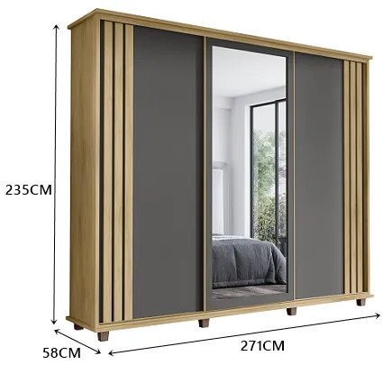Guarda-Roupa Espanha Ripado Cinamomo/Grafite – RV Móveis