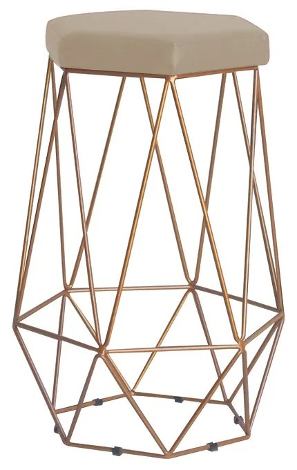 Banqueta Decorativa Rubel Base Gold Suede Bege G41 - Gran Belo