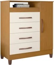 Cômoda Para Quarto 1 Porta 84cm Franci A02 Off/Cinamomo     - Mpozenat