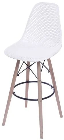 Banqueta Eames Furadinha cor Branca com Base Madeira 1,13 MT (ALT) - 55971 Sun House