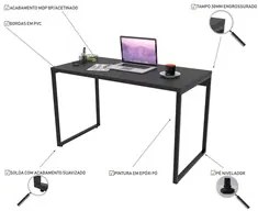 Mesa de Escritório Office 120cm Estilo Industrial Prisma Preto C08 Oni