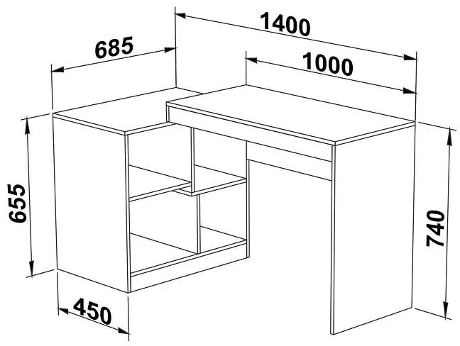Mesa Escrivaninha 4 Nichos Home Office Multifuncional Cast