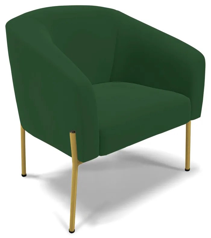 Namoradeira e 2 Poltronas Pé de Ferro Dourado Stella Veludo D03 - D'Rossi - Verde