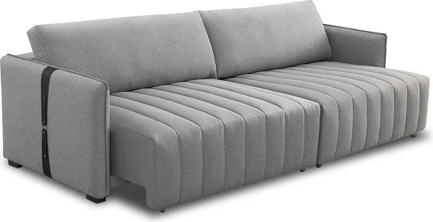 Sofá Sala de Estar 180cm Retrátril com Detalhe Lateral em PU Comala Linho Cinza G93 - Gran Belo