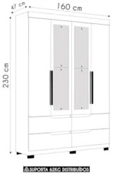 Guarda Roupa Casal 240cm com Espelho Doble Freijó/Titanium  - Albatroz