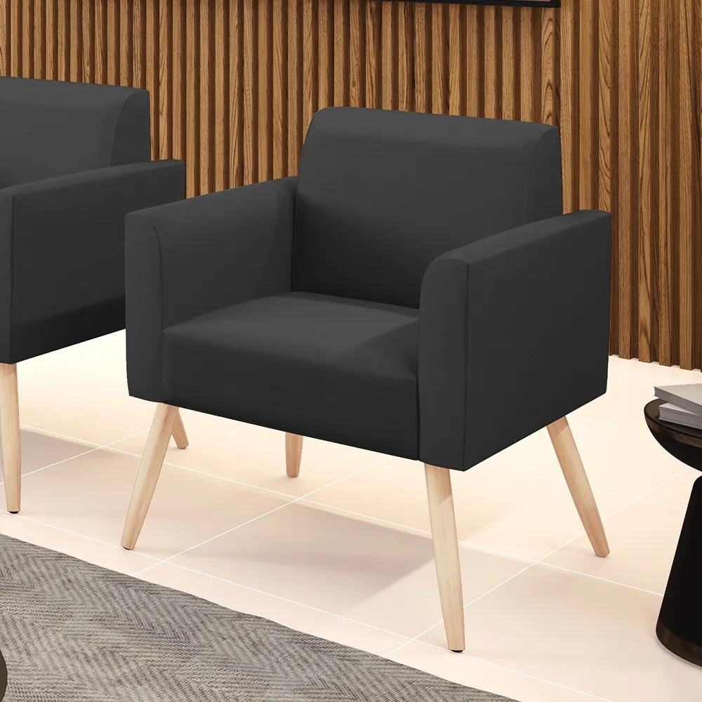 Poltrona Pés Palito Natural Marisa Corino - Preto