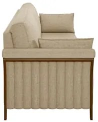Sofá Living 3 Lugares 222cm Pés Madeira Roya Z32 Linho Bege - Mpozenat