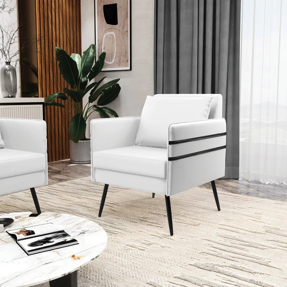 Kit 02 Poltronas Mari Corino Pés Palito de Ferro Preto - D'Rossi - Branco