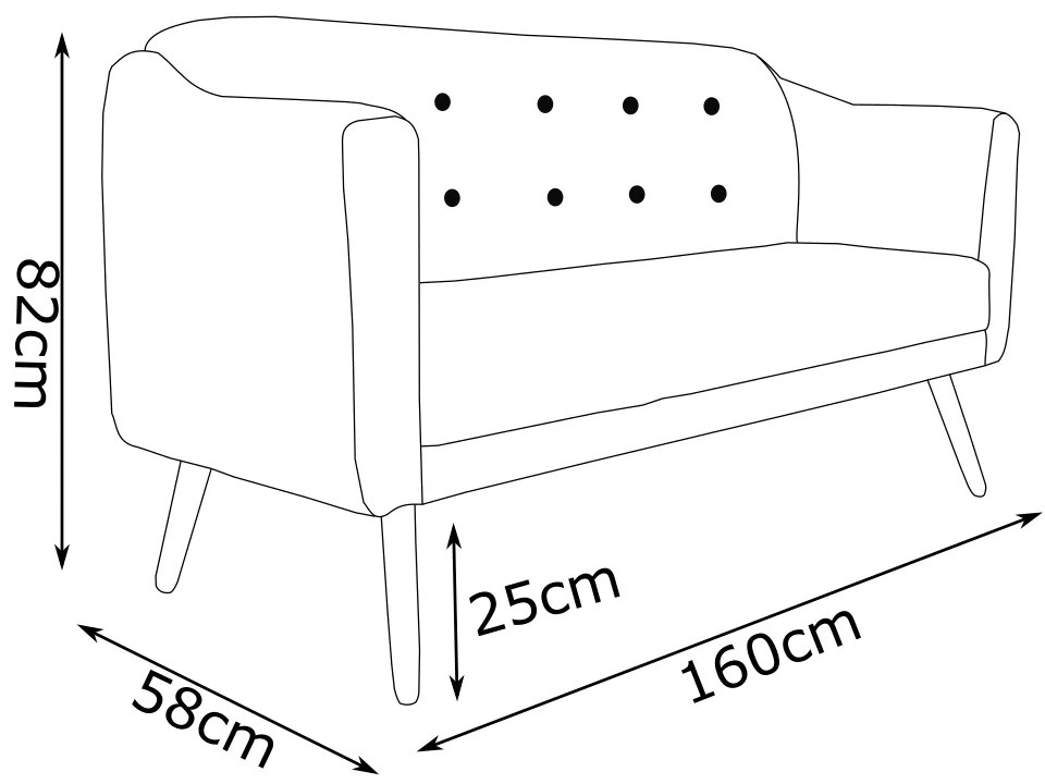 Namoradeira Bruna 1,60 m 3 Lugares Pés Palito Suede Bege