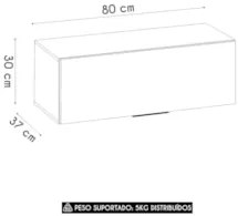 Armário de Cozinha Aéreo 80cm Grace Carvalho Oak/Off White Z44 - Mpoze
