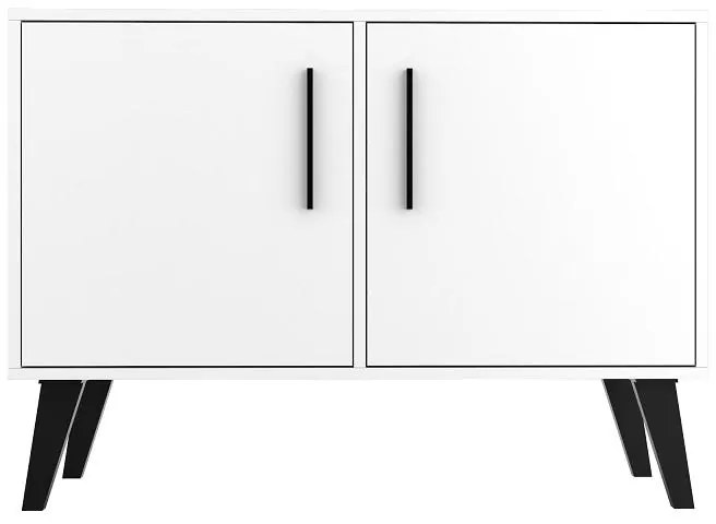 Armário Rack Balcão 2 Portas 1 Prateleira BPP 64 - Branco/Preto