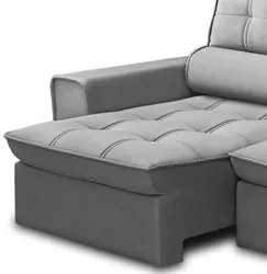 Sofá Retrátil Reclinável 3 Lugares 240cm Blanches F05 Veludo Prata - M