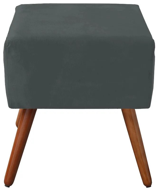 Puff Decorativo Quadrado Malu com Pés Palito Suede Cinza Grafite