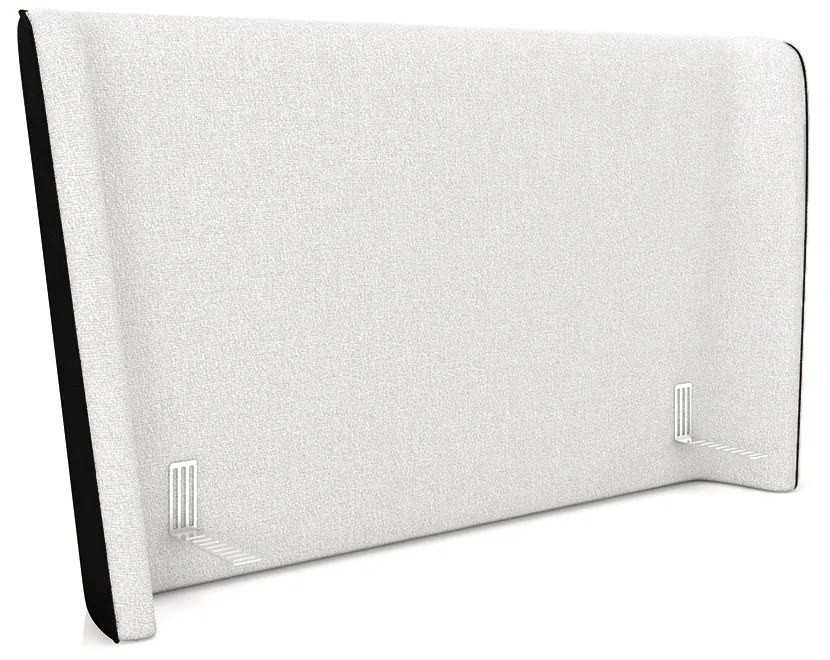 Cabeceira Design para Cama de Casal Torres Pés em Madeira PU/Bouclê Preto/Off White G91 - Gran Belo