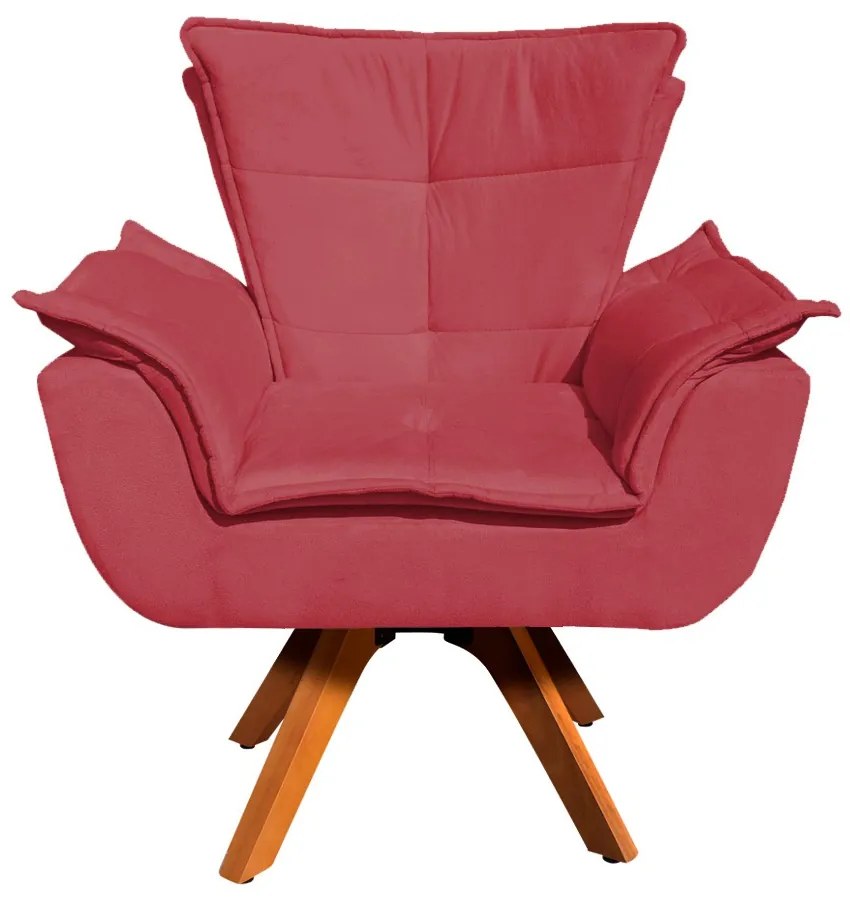 Poltrona Sala de Estar Giratória MM30 Opalla Suede D03 - D'Rossi - Rose