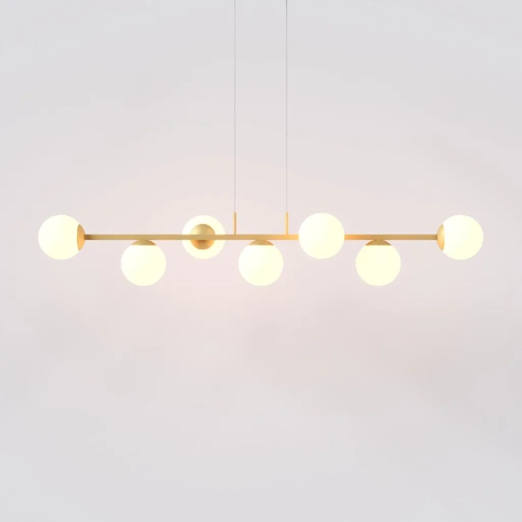 Pendente Jabuticaba Linear Long Retângular 26X20X120Cm Alumínio E Glob... (COBRE, FOSCO)