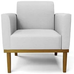 Sofá Namoradeira e 2 Poltronas Base Madeira Castanho Maressa Linho Cin