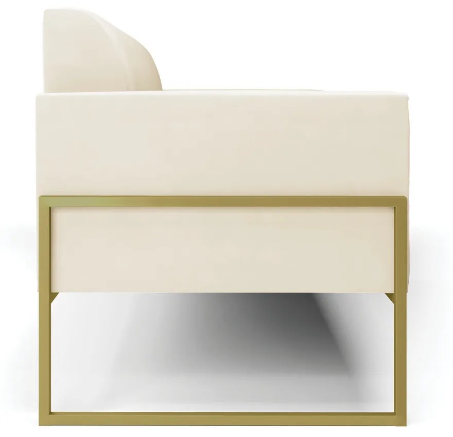 Sofá Namoradeira Base Industrial Alta Dourado Marisa Veludo D03 - DRossi - Bege