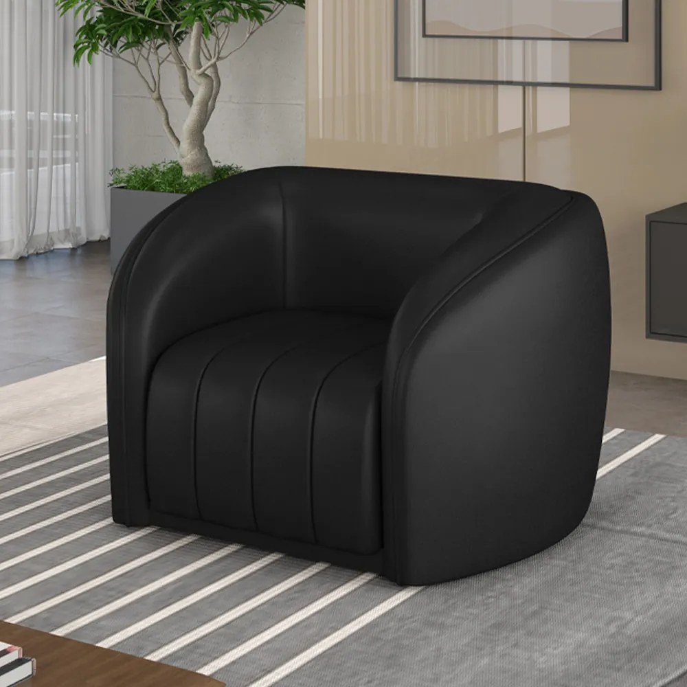 Poltrona Decorativa Sala de Estar Adam PU Preto G45 - Gran Belo