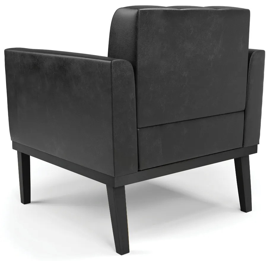 Poltrona Sala Decorativa Kit 2 Elisa Industrial Preto Sintético Pu Nozes D03 - D'Rossi