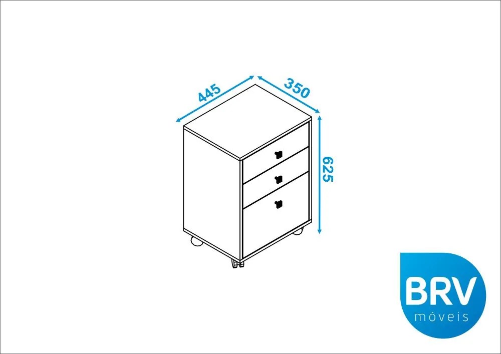 Criado Mudo 3 Gavetas Bcr29 - Branco