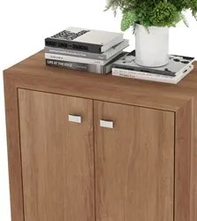Balcão Para Escritório 2 Portas ME4103 Amêndoa - Tecno Mobili