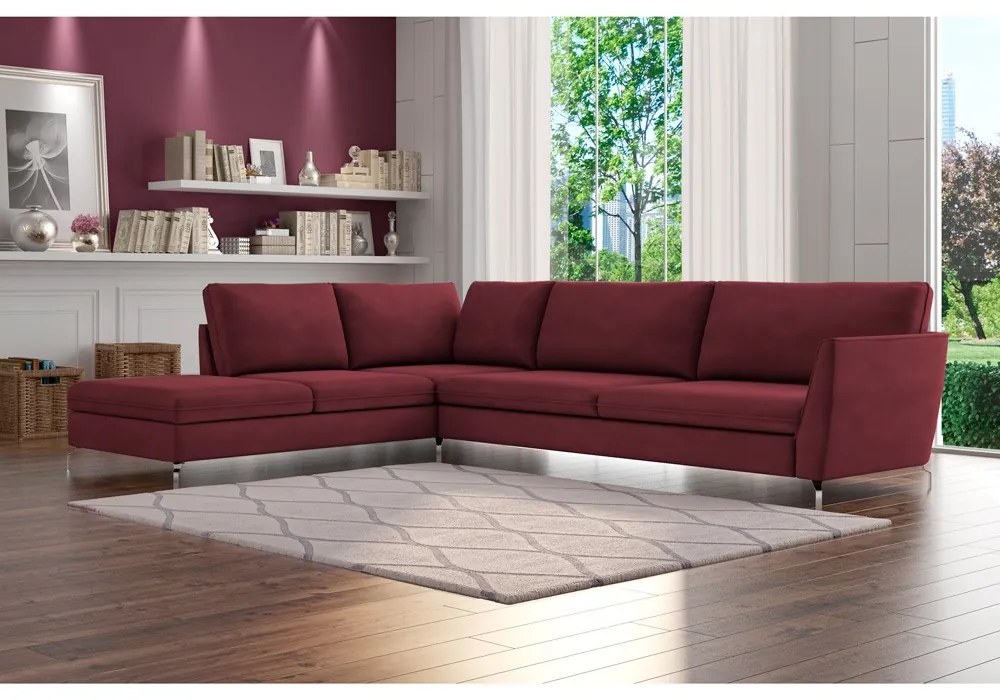 Sofá de Canto Chaise Esquerdo 307 cm Olívia Suede Bordô G52 - Gran Belo