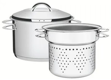 Jogo Cozi-Pasta Tramontina Solar em Aço Inox Fundo Triplo com Alças 2 Peças 24 cm