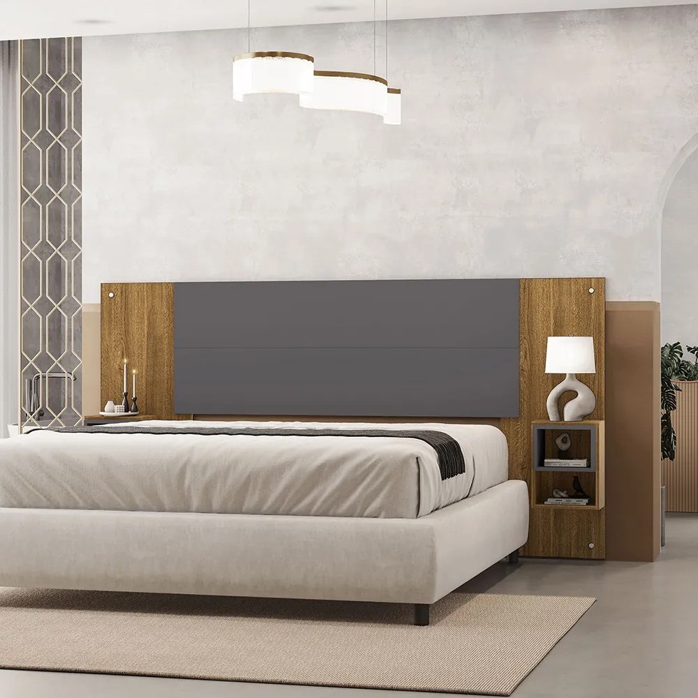 Cabeceira Casal Extensível Cama Box 236-176cm Cibely V01 - D'Rossi - Naturale e Alasca