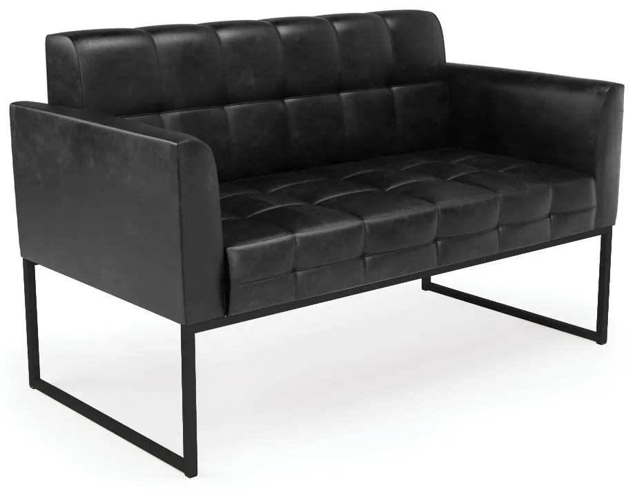 Sofá Namoradeira Elisa Corano Base Metálica Industrial Preto - D'Rossi - Preto