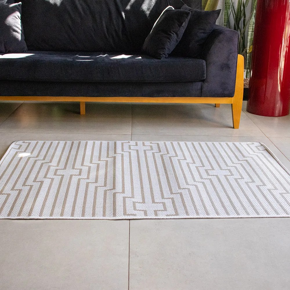 Tapete para Sala de Estar 100x150 Cm Dupla Face Nozes São Carlos - D'Rossi
