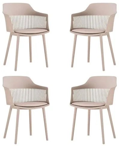 Kit 04 Cadeiras Montreal Polipropileno e Assento Courino Nude - 76556 Sun House