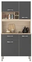 Kit Cozinha Compacta 4 Portas 1 Gaveta Malta D02 Avena/Grafito - Mpoze