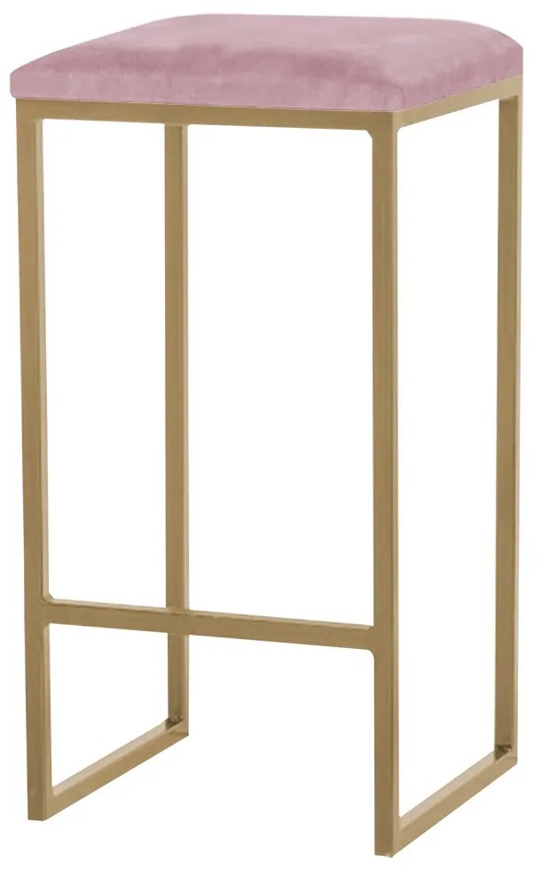 Banqueta Decorativa Billie Base Gold Veludo Rosê G41 - Gran Belo