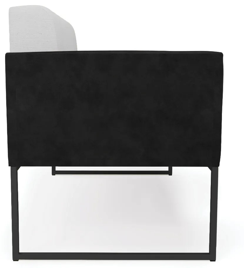 Sofá Namoradeira 2 Lugares Base Industrial Preto Elisa Preto/Linho Cinza A05 D03 - D'Rossi