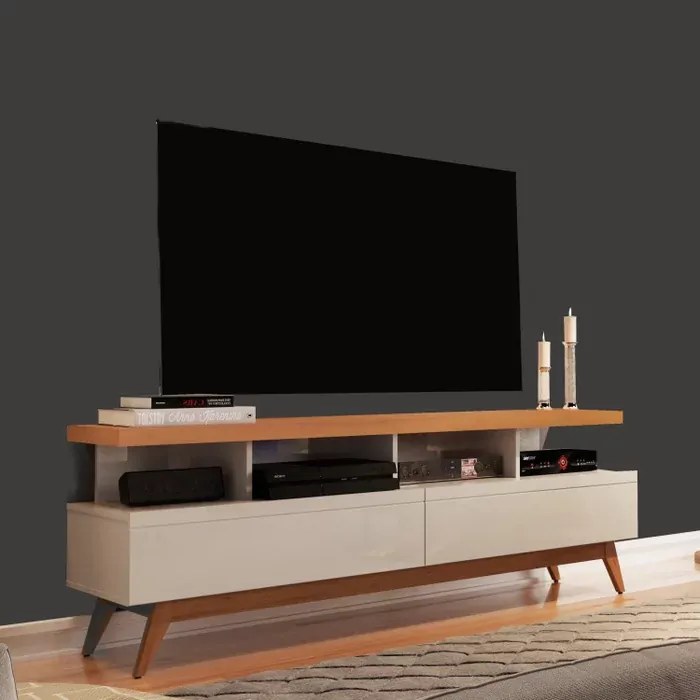 Rack Vivare 1.6 Wood Off White/Nature - Giga Móveis