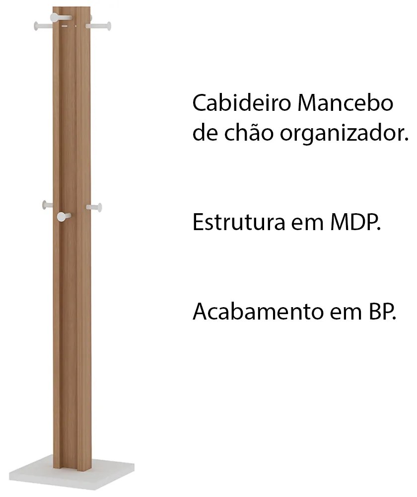 Cabideiro para Quarto Sala de Estar AZ1018 MDP Amendoa/Branco G69 - Gran Belo