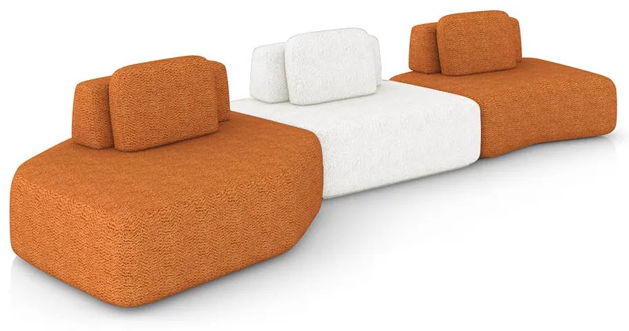 Sofá 3 Lugares Orgânico com Chaise e 2 Módulos Berlim Bouclê Caramelo/Off White K01 - D'Rossi
