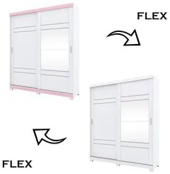 Guarda Roupa Solteiro Com Espelho 2 Portas Verg Flex Branco/Rosa Chá -