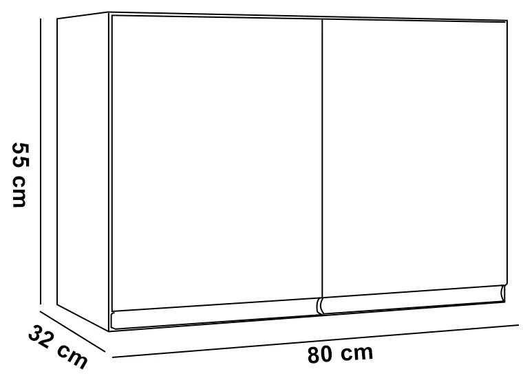 Armário Cozinha Aéreo 81cm com 2 Portas Leticia A01 - D'Rossi - Amendoa e Branco