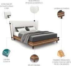 Cama Queen 160cm Com Cabeceira Many Z37 Bouclê Off/Caramelo - Mpozenat