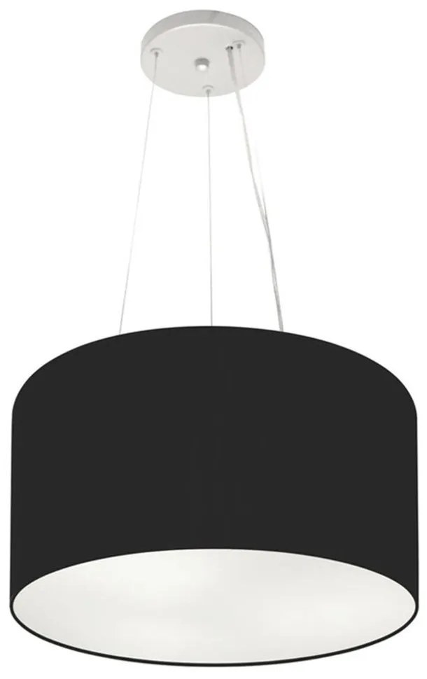 Lustre Pendente Cilíndrico Md-4009 Cúpula em Tecido 40x21cm Preto - Bivolt