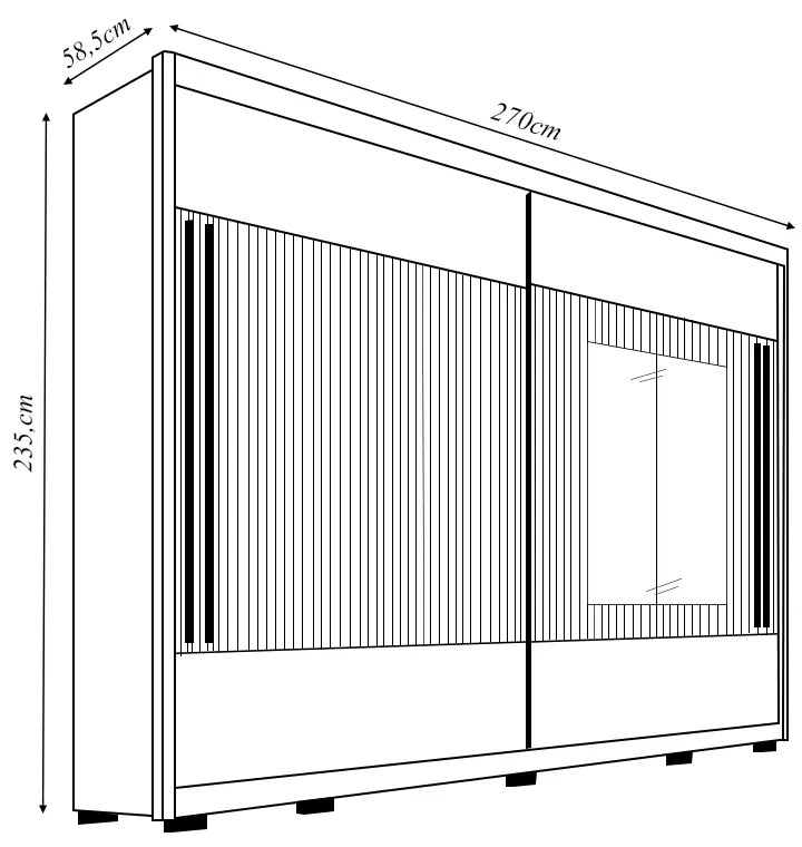 Guarda Roupa Casal Polônia Ripado 2 Portas de Correr com Espelho 6 Gavetas Ripado MDF Freijo/OffWhite/Sued G11 - Gran Belo